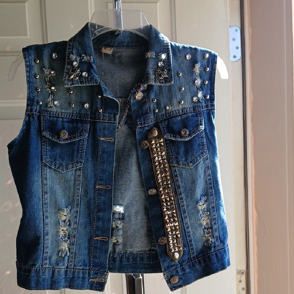 Studded Denim Vest